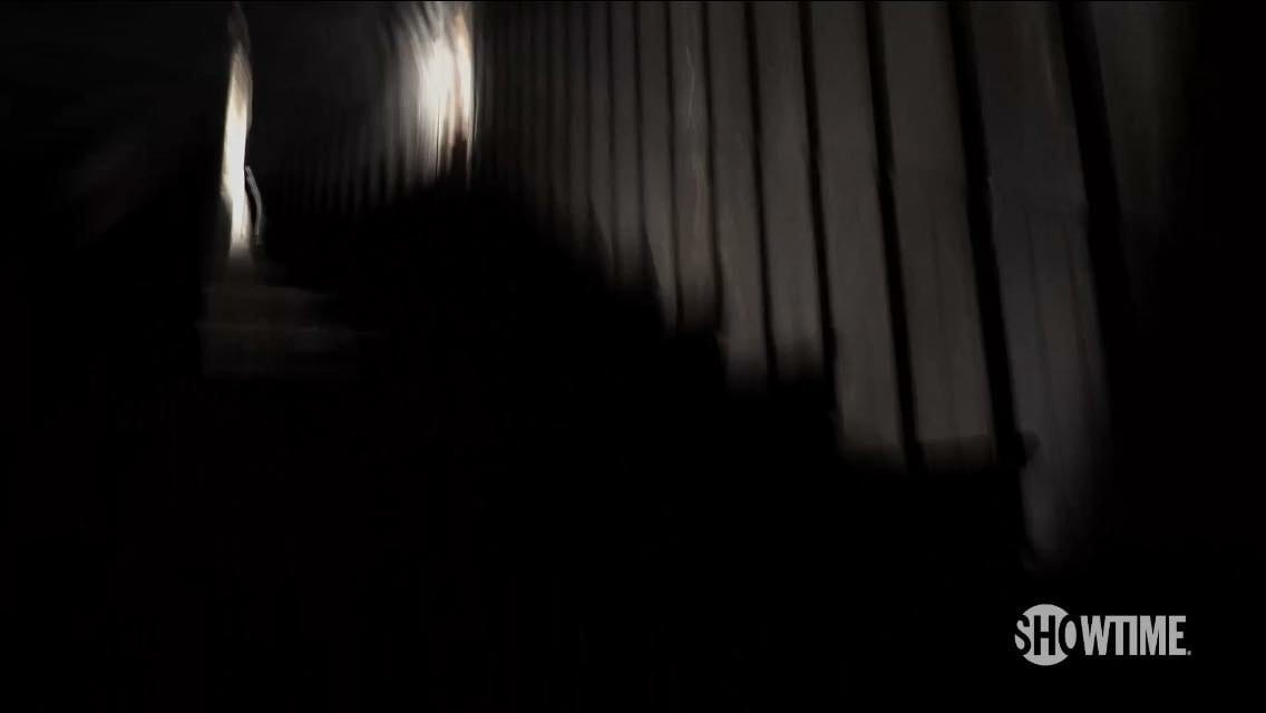 clip from Twin Peaks trailer of a staircase shaking