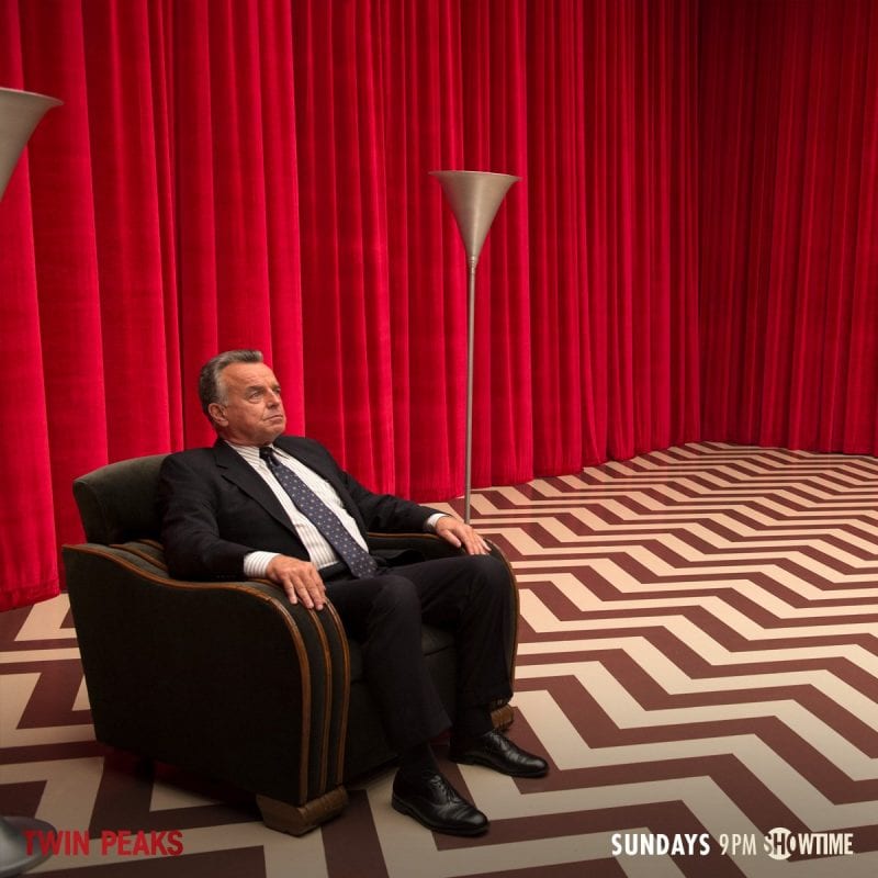 Leland Palmer sat in the black lodge, asking cooper to find Laura