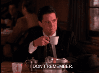 Dale Cooper drinking coffee at the great northern hotel
