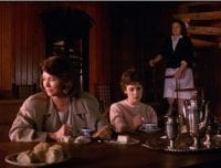 Sylvia and Audrey Horne looking awkward with a nurse in the room