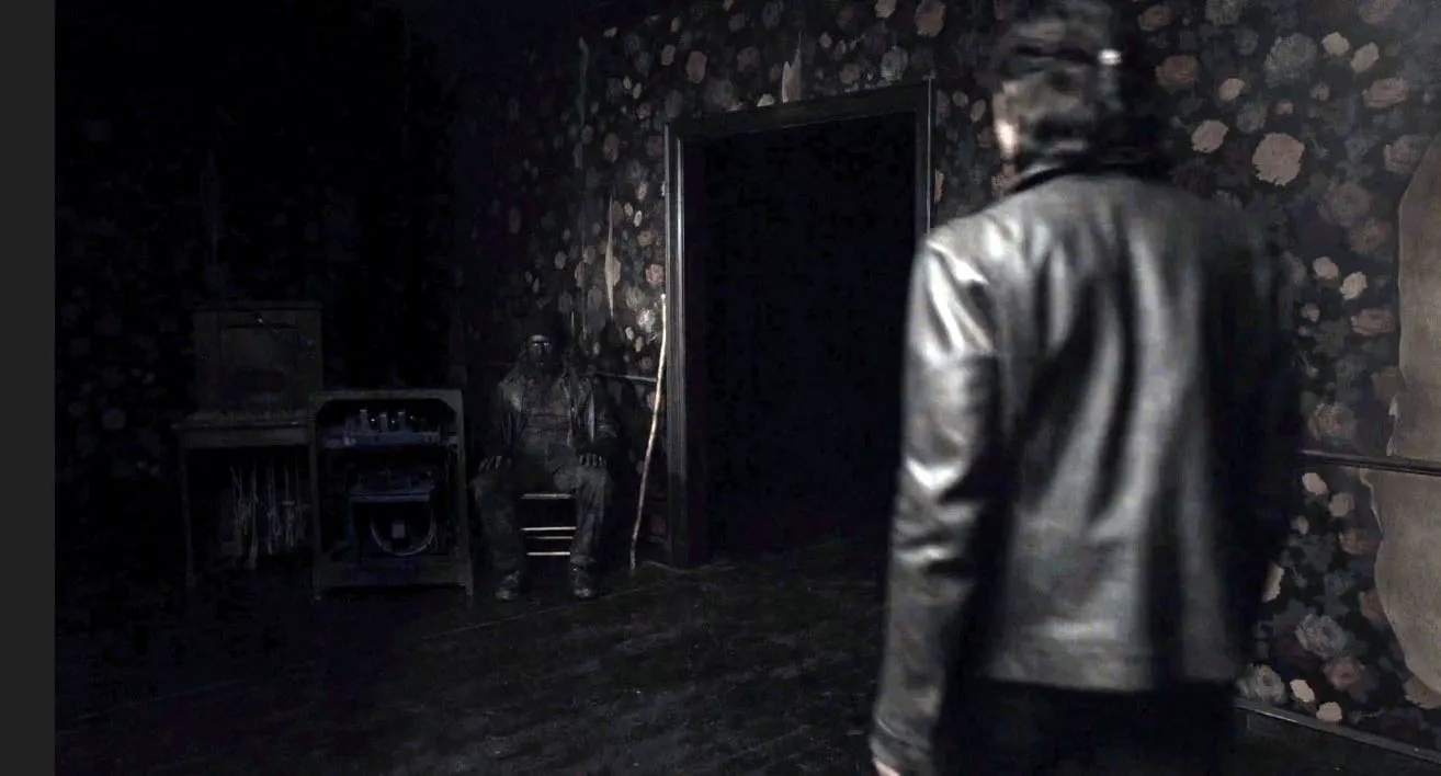 woodsman next to machine a blackened woodsman sits next to a machine in Twin Peaks S3 as Mr C approaches him