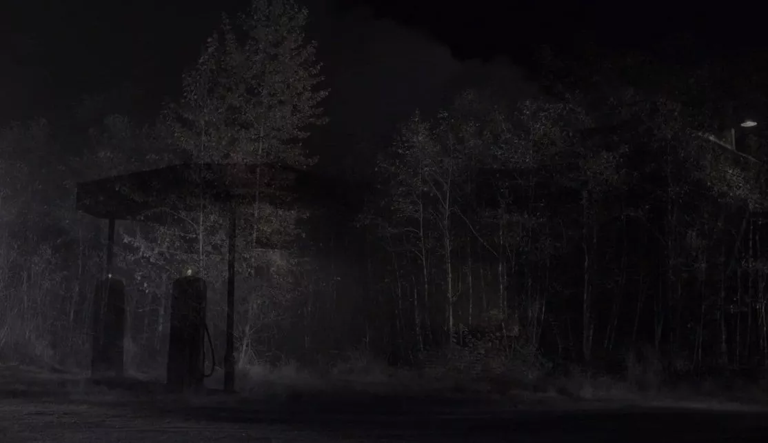 the convenience store emerges convenience store emerges from the trees in a ghostly fashion