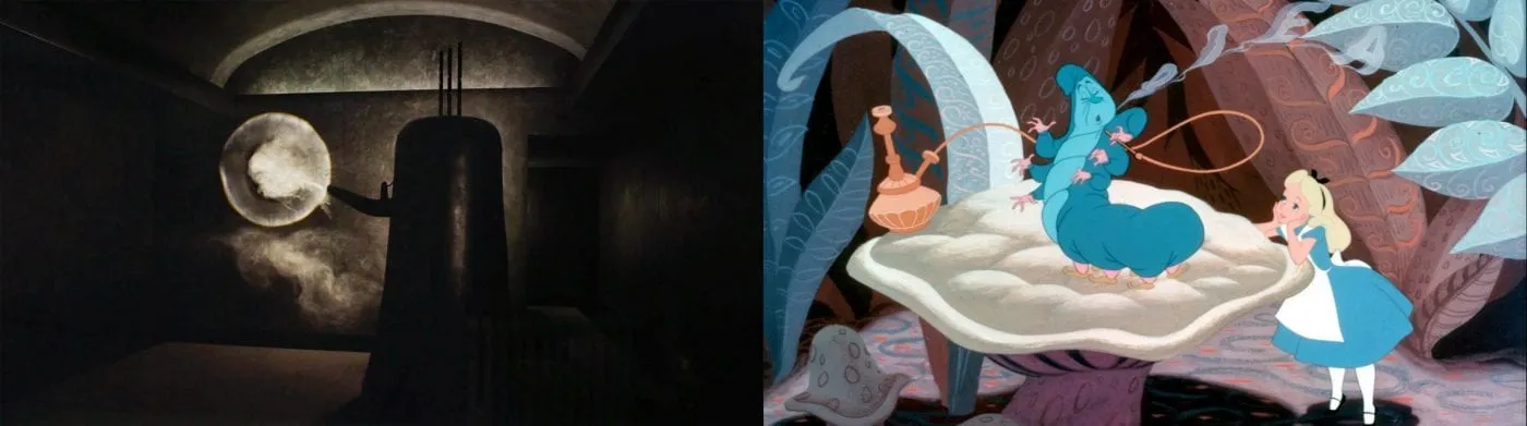 Caterpillar from Alice in Wonderland and Jeffries from Twin Peaks