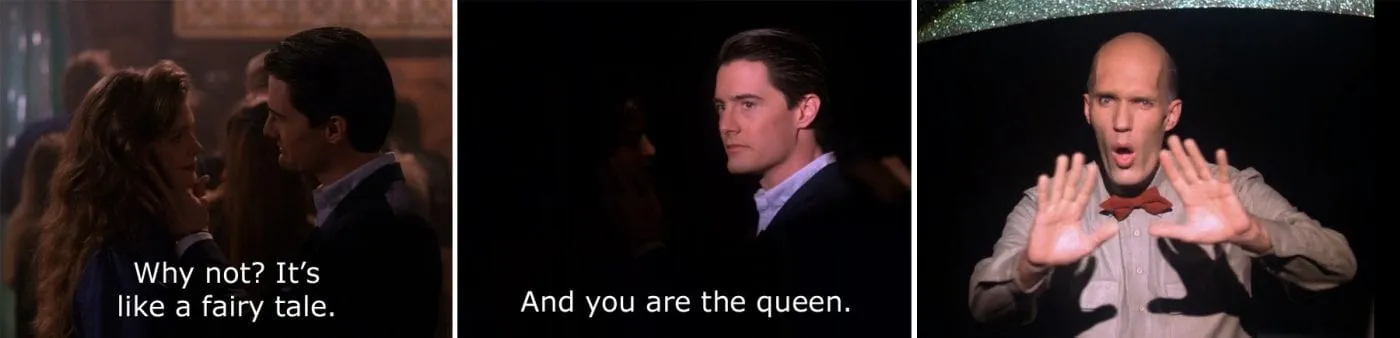 Annie, Dale and the Giant Annie and Dale Cooper discuss her being the queen and the Giant gestures 'no'