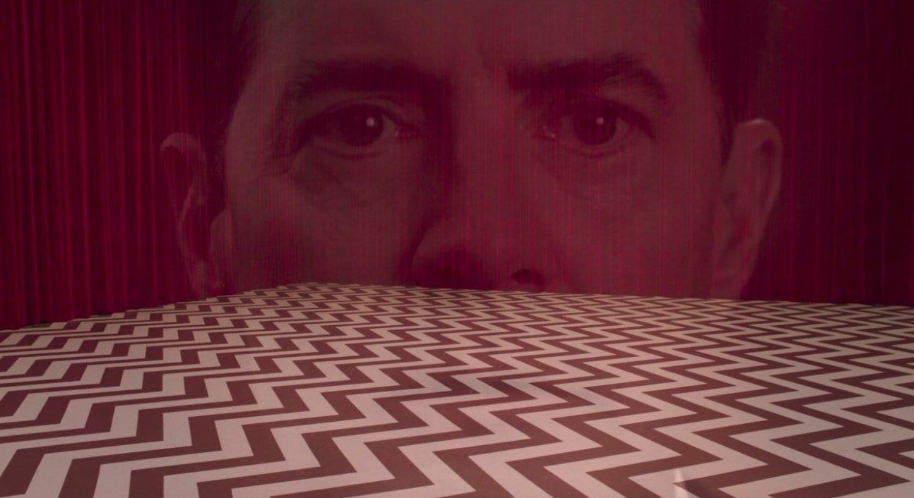 dale coopers face superimposed over the red room