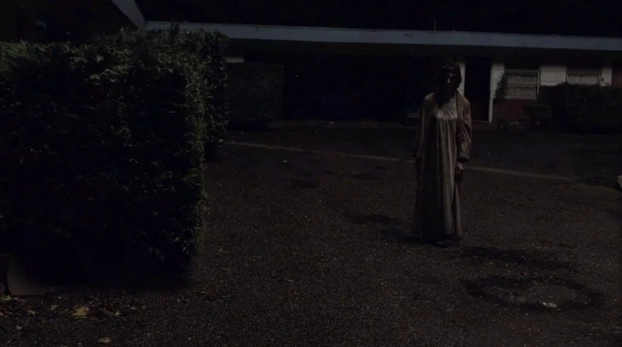 the bosomy woman stands outside the Dutchmans motel