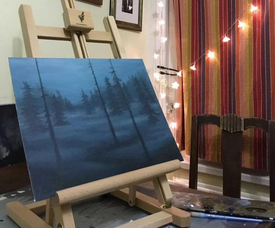 Forest scene in progress - Copyright Jess Purser