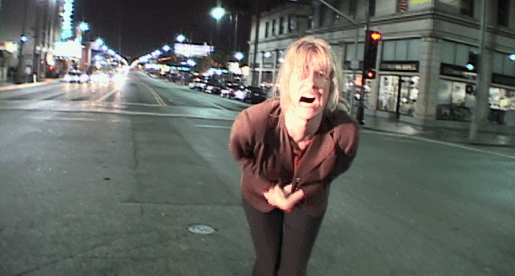 Nikki Grace in Inland Empire screaming in the street