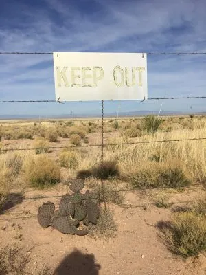 Keep Out sign near Trinity Site