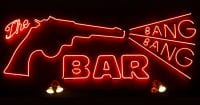 The red neon sign for The Roadhouse Bang-Bang bar, a hotbed of bohemianism in Twin Peaks