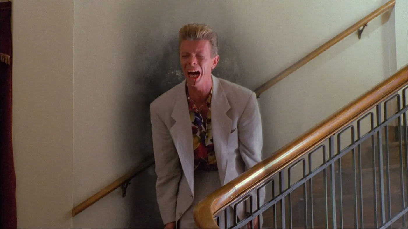 Phillip Jeffries wailing on stairs Phillip Jeffries wailing on stairs