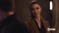Madeline Zima as Tracey in Twin Peaks smiling flirtatiously at Ben