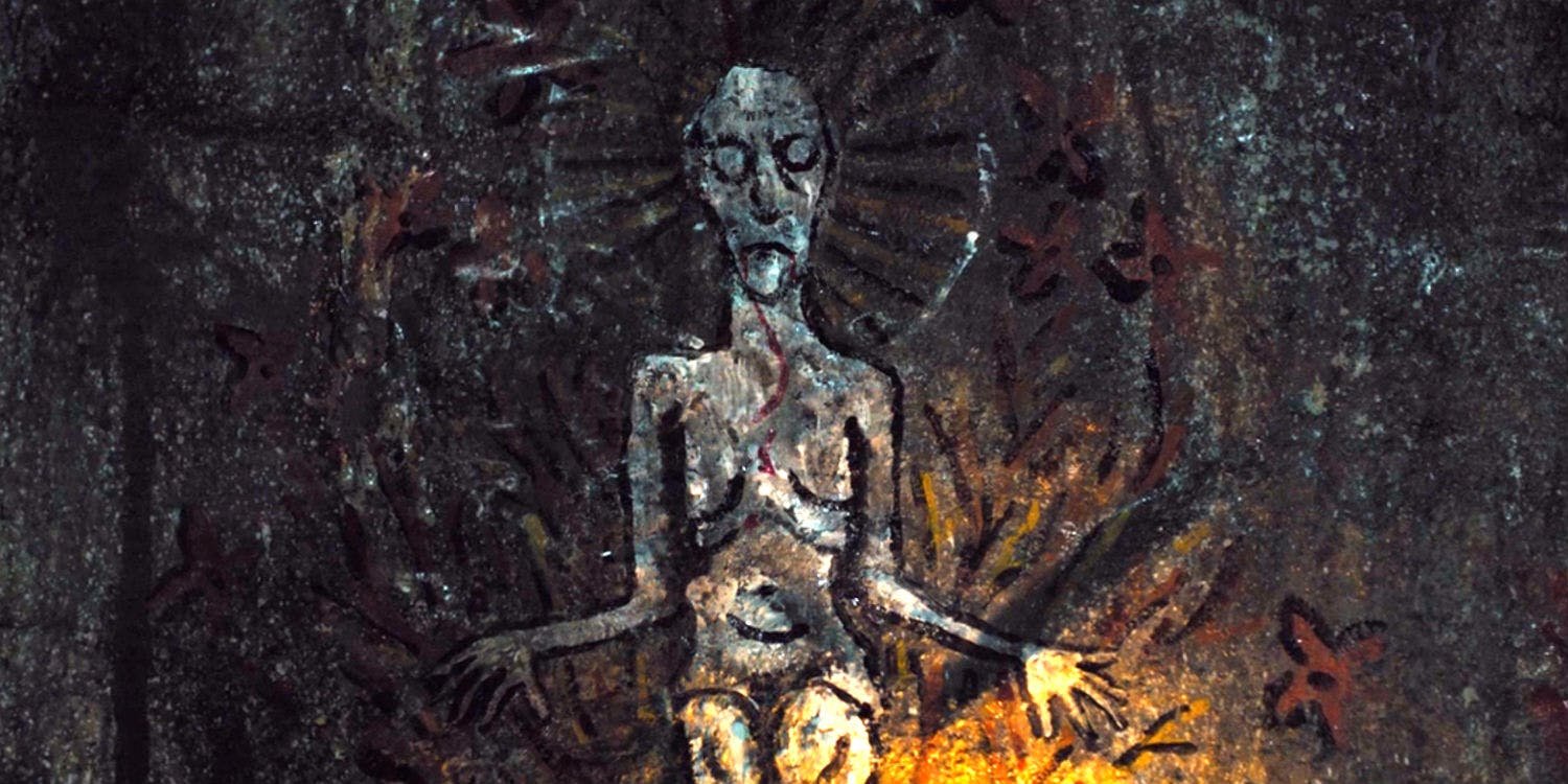 The cave painting of the mother nature goddess in Apostle on Netflix