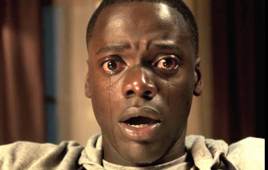 a man cries with fear in get out