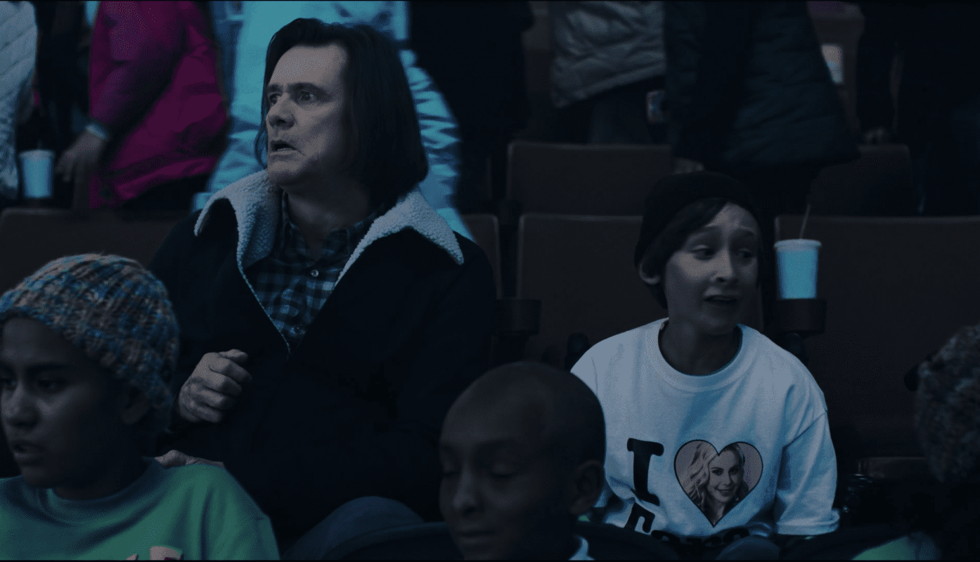 Jeff (Jim Carrey) and Brian (Jaeden Bettencourt) react to the horror on the ice in episode 9 of Showtime's KIDDING.