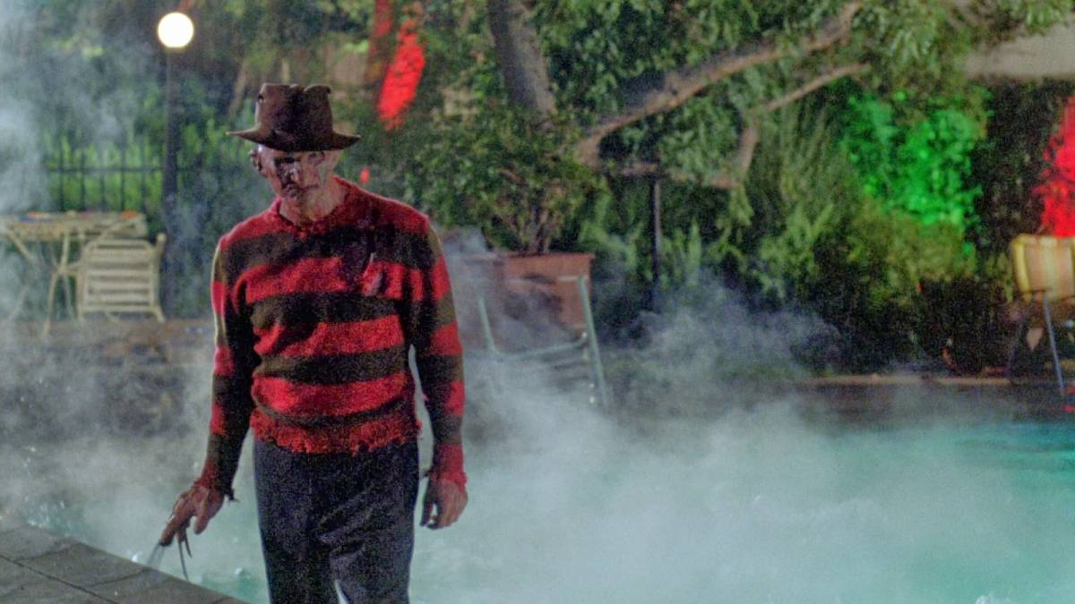 Freddy walks away from the steamy pool