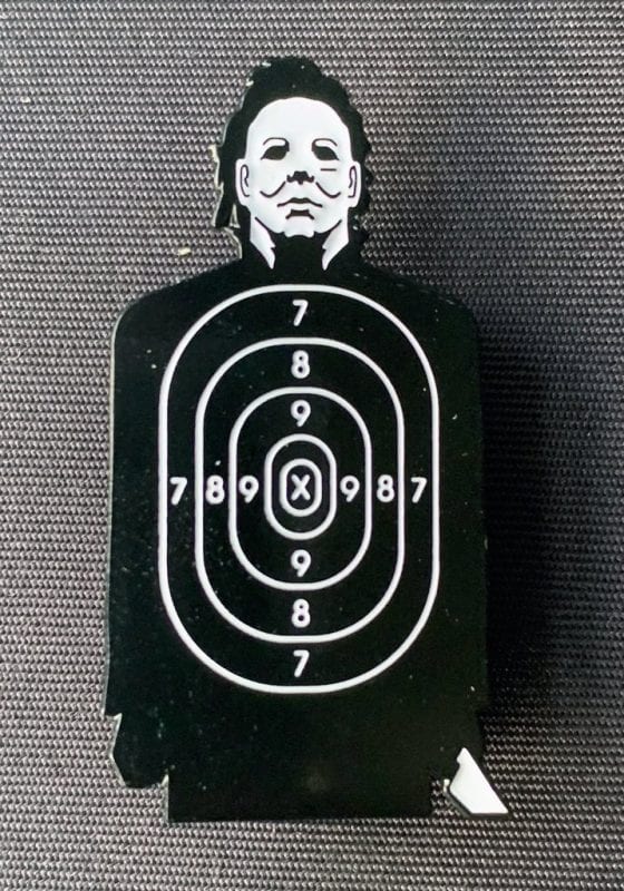 Michael Myers shooting range enamel pin