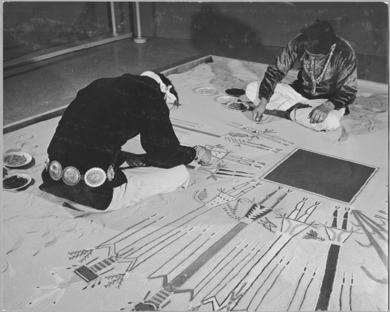 A black box at the center of the world. Here we see Navajo sand painters performing at the 1941 MOMA exhibition.