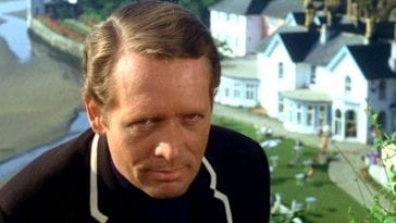 Patrick McGoohan plays Number Six in The Prisoner, which is often filmed on location in Portmeirion, Whales.