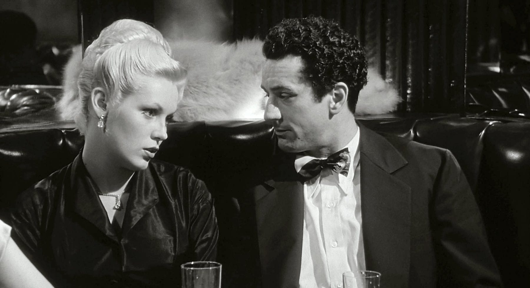 Robert De Niro and Cathy Moriarty enjoy a rare moment of civility in Raging Bull