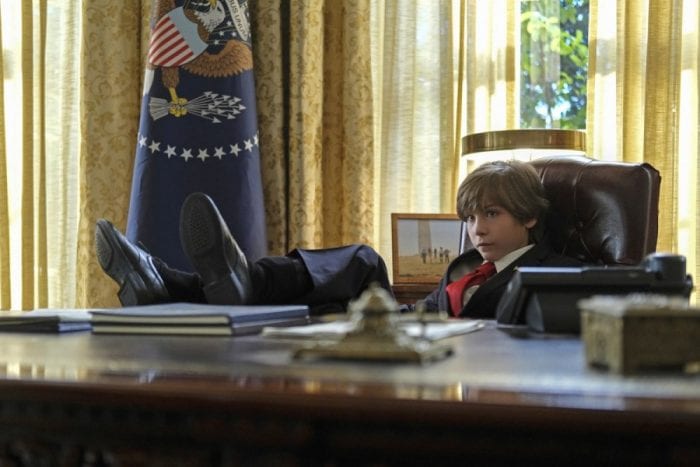 Jacob Tremblay as unlikely President, 11-year old Oliver Foley in The Twilight Zone, "The Wunderkind"