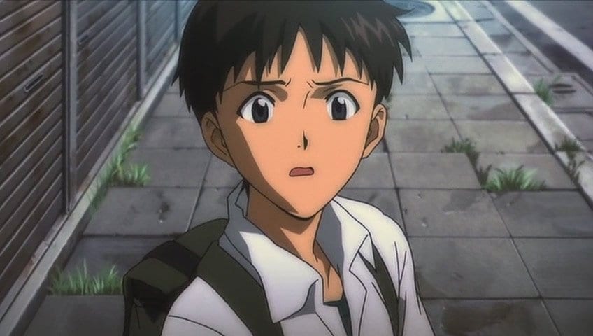 Shinki Ikari, in his school clothes, not wanting to carry the weight others foist onto him.