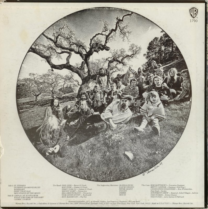 Back cover of the album Aoxomoxoa by Grateful Dead