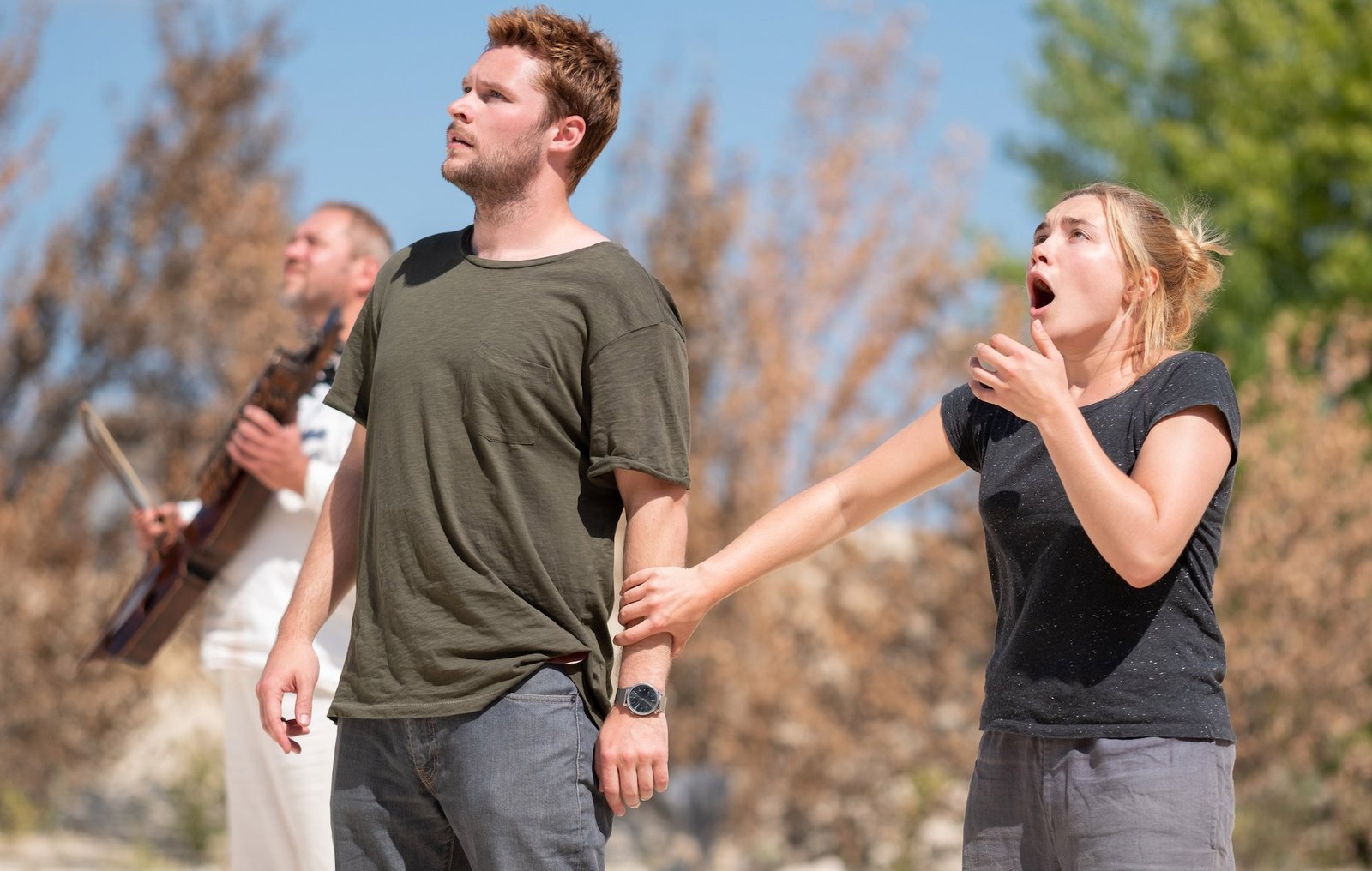 Florence Push and Jack Reynor witness something terrible in Midsommar