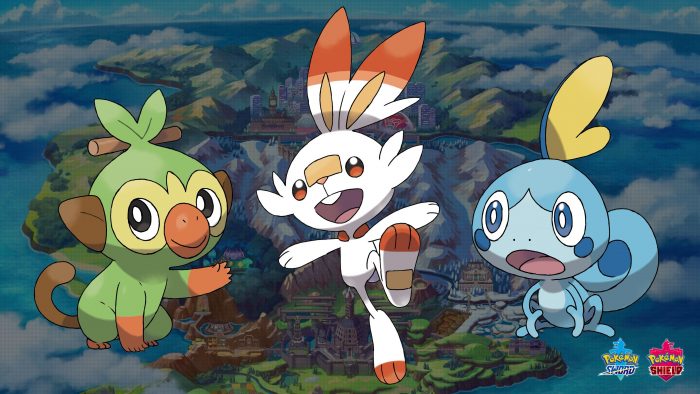 The three starter pokemon in the upcoming pokemon sword and shield