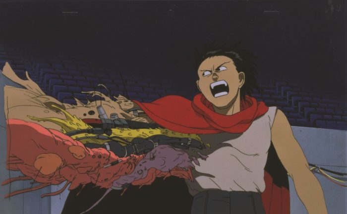 Tetsuo starts to experience horrifc mutations due to his out of control powers in Akira.