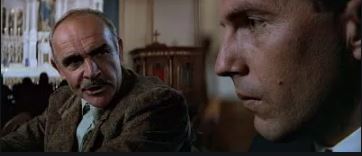 Sean Connery and Kevin Costner confer in a diopter scene from de Palma's The Untouchables.