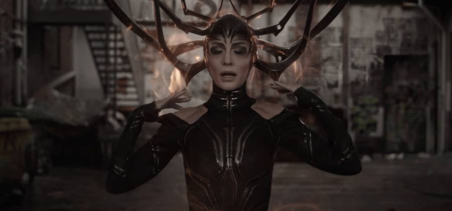 Hela (Cate Blanchett) gears up to destroy Thor 