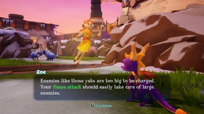 Spyro gets some advice from Zoe the magical helper character