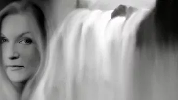 a pencil drawing of Sheryl Lee and a waterfall by Jill Watson