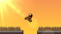 The game's protagonist, Brad Armstrong, rides a motorcycle into a burning sunset