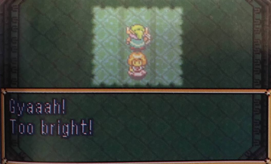 The girl Link just freed from a cell has been paralyzed by light.