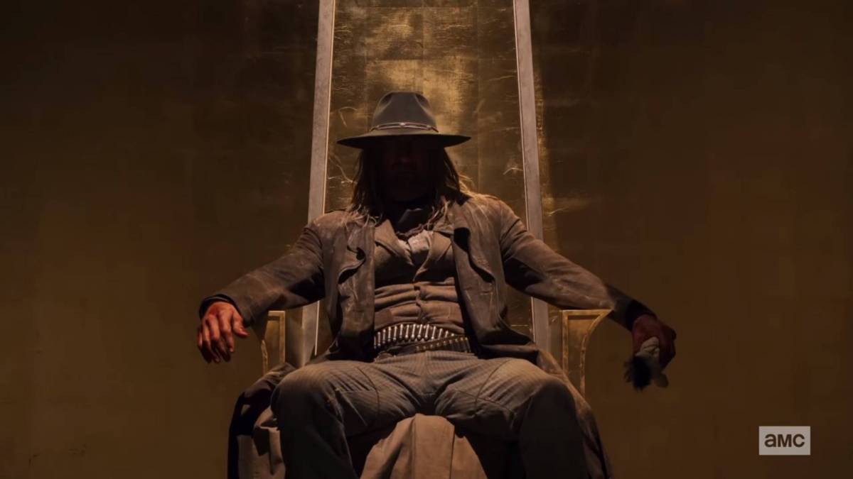 The Saint of Killers sits on the throne of Heaven in Preacher