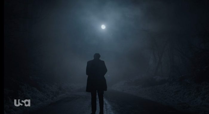Tyrell walks away on a moonlit road