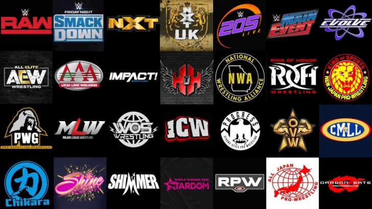 A selection of various wrestling promotion logos