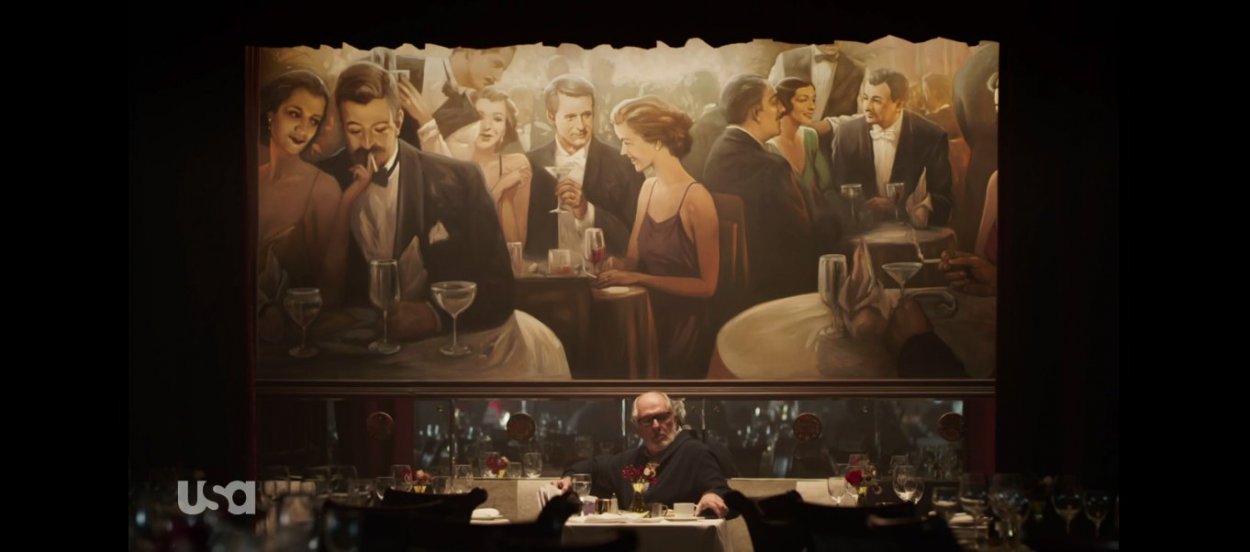 Price at a restaurant in front of a painting