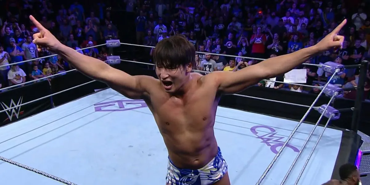 Kota Ibushi celebrates a victory during the CWC
