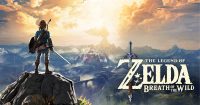 the cover art for the game. Link is staning on a cliff, looking out to the distance