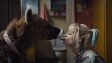 Harley Quinn and a dog Lady and the Tramp style