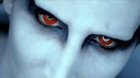 Marilyn Manson with red eyes