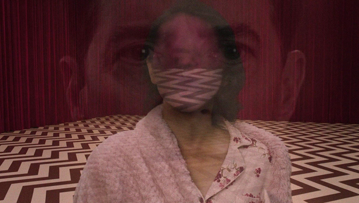 Image from cover of Nochimson's book, Television Rewired, showing Dale Cooper's face superimposed on Diane's tulpa's face in the Red Room