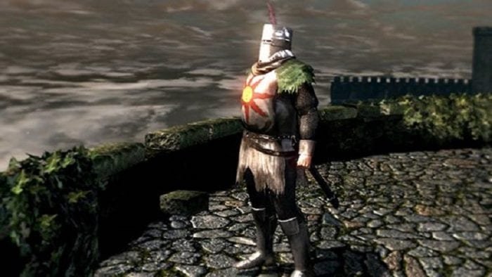 Solaire stands proudly, staring at the distant and grossly incandescent sun.