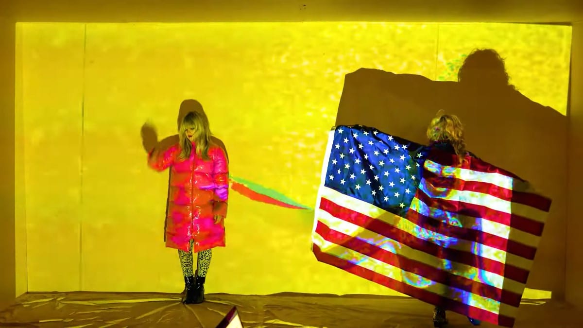 Deap Vally in a still from the video for The Pusher as part of the collaboration with Flaming Lips known as Deap Lips