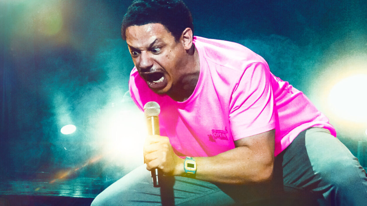 Eric Andre yells into a mic