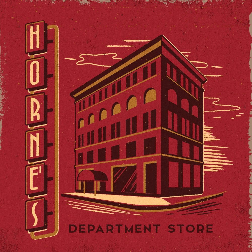 Twin Peaks art illustration of the Horne's Department store exterior