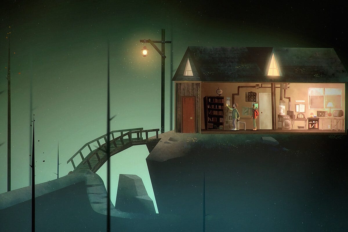 The art style of Oxenfree is a moody, stylishly animated world similar to Night in the Woods